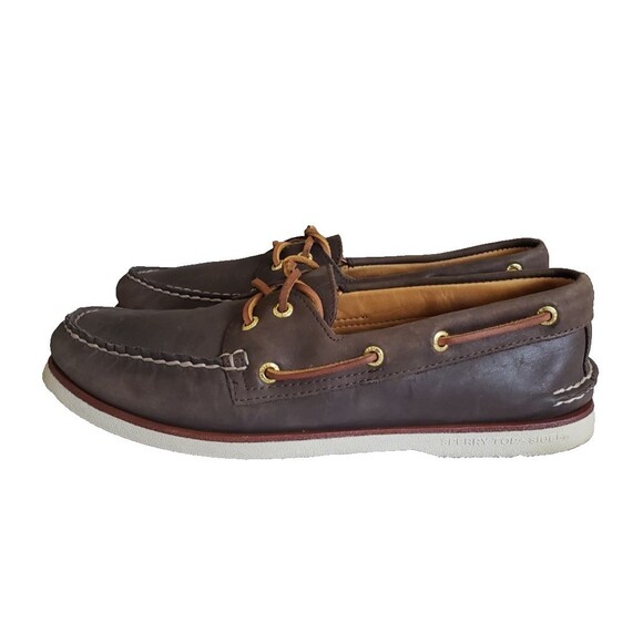 Sperry Top Sider Gold Cup Boat Shoes Leather Men\'s Size 9.5M Sahara Brown